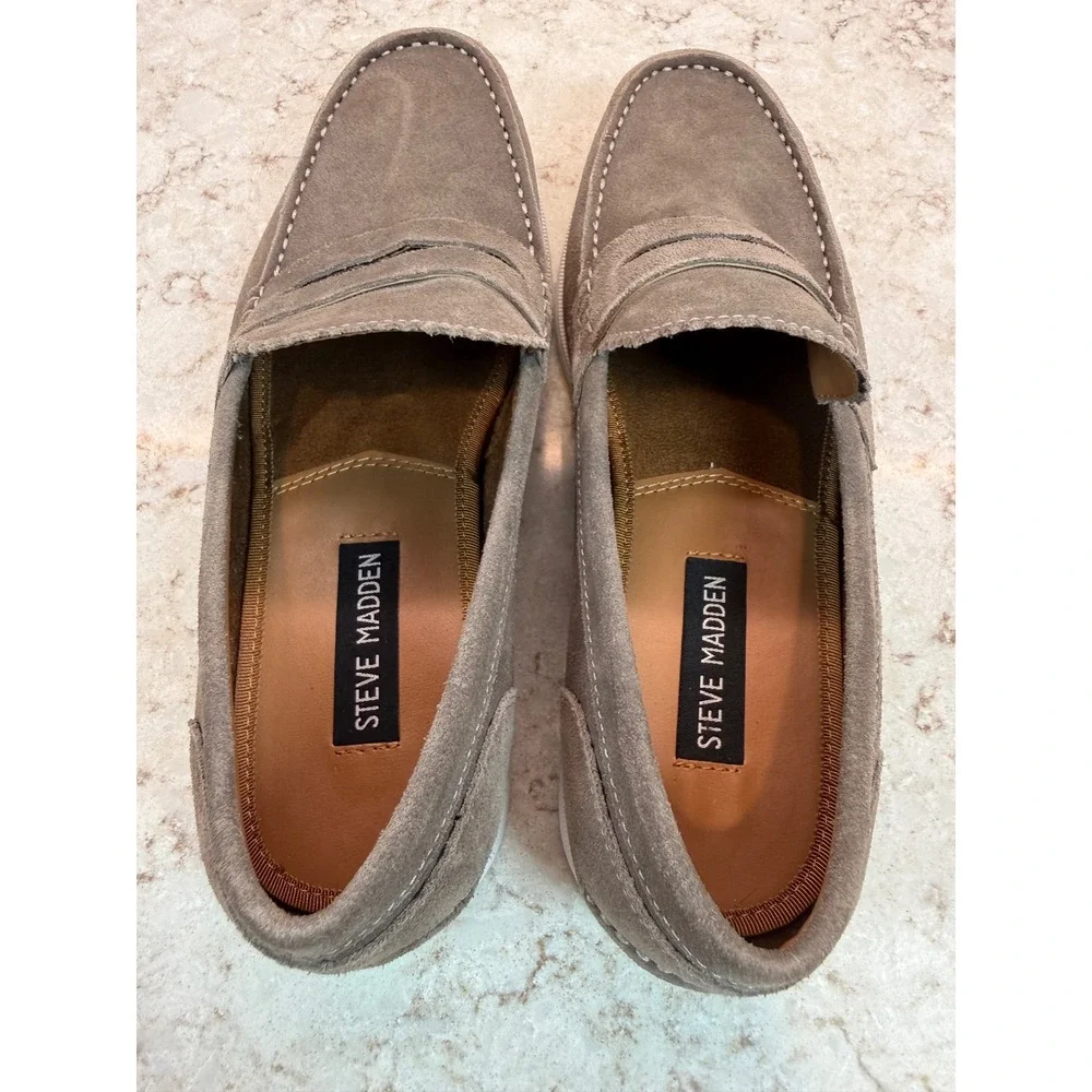 Steve Madden Renay Taupe Suede Penny Loafers Mens 7‎  Slip On Shoes
